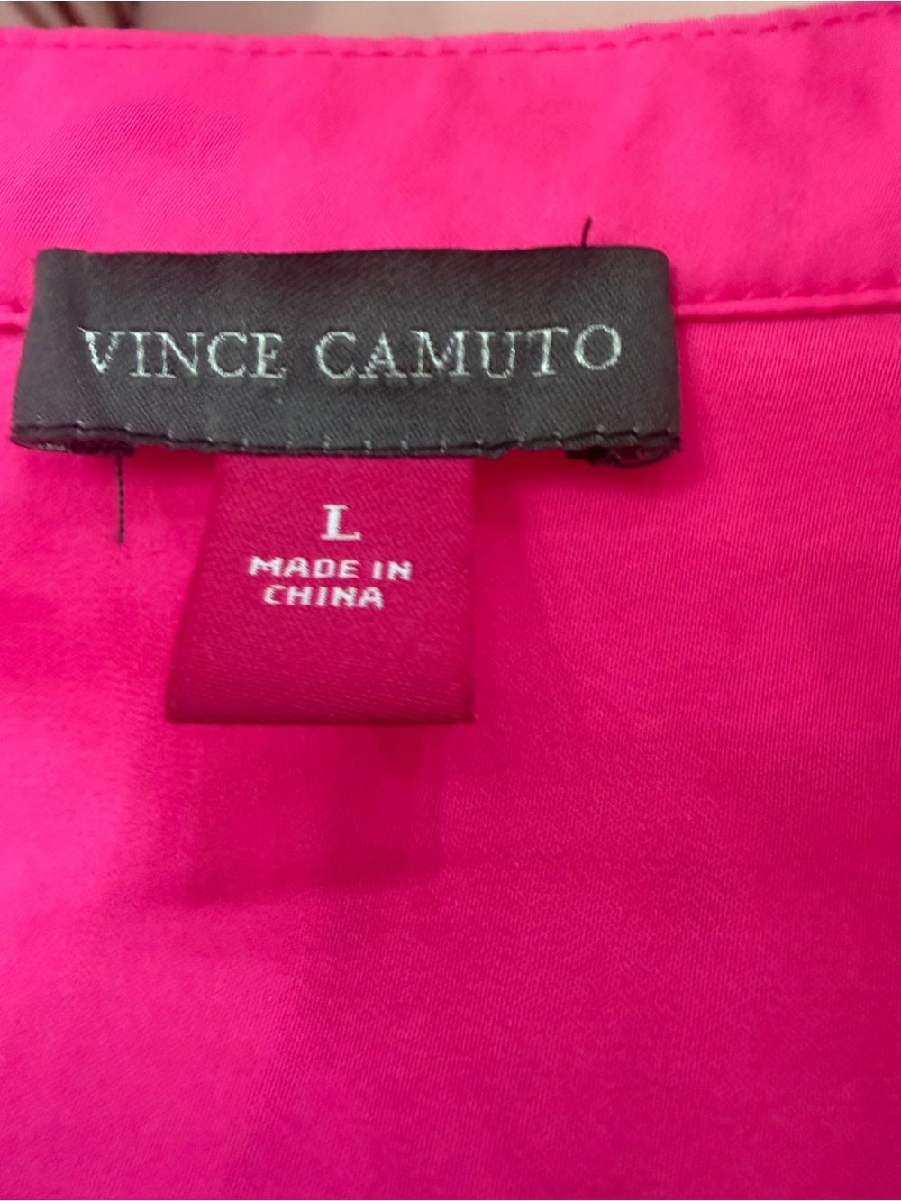 Vince Camuto Rumple Satin Split V-Neck Blouse Fuchsia Pink L - Picture 5 of 8